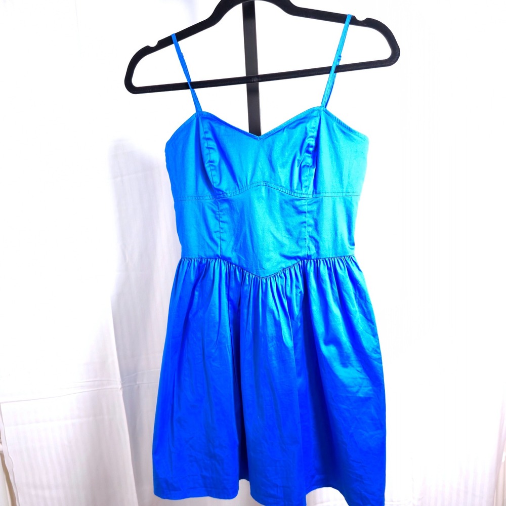 French Connection Blue Womens 0 Fit & Flare Sleeveless Mini Dress Party Cocktail
